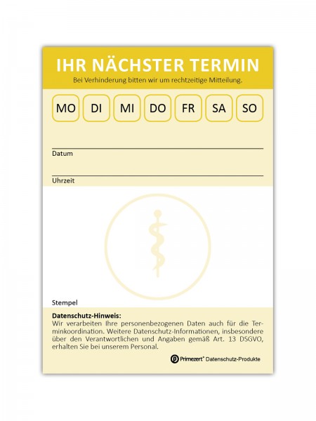 Datenschutz-Termin-Block - Arzt-Praxis - 10x Terminblöcke mit je 50 Blatt